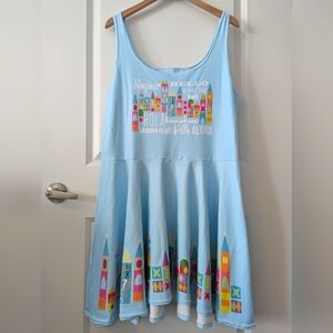NEW Disney Small World Blue Skater Dress 2XL